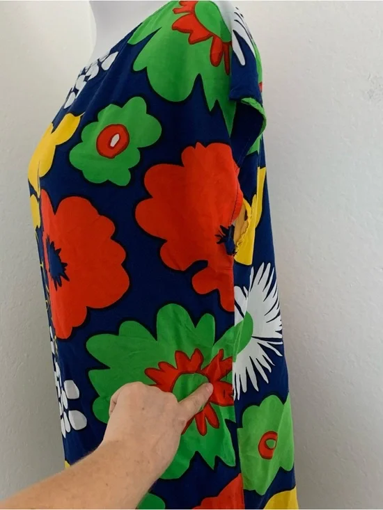 Marimekko For Target Floral Shift Dress Size small Bold Colorful Mod 100% rayon - Picture 6 of 15